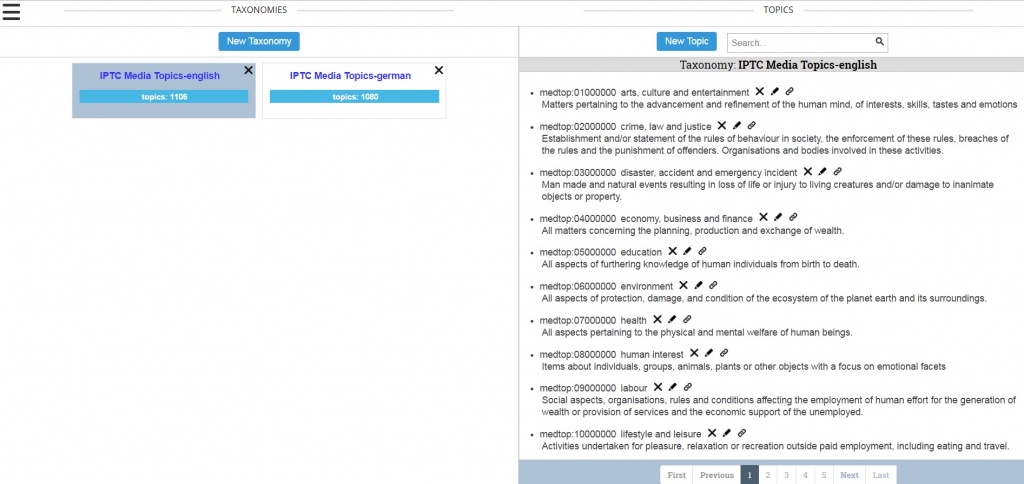 EXTRA demo taxonomy management tool