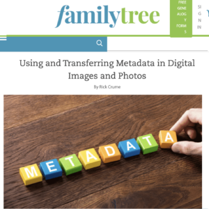 Screenshot of the beginning of the article on FamilyTree.com describing how to use IPTC photo metadata for genealogy