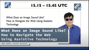 Title slide of Sam Joehl's presentation "What does an Image Sounds LIke?" from the 2021 IPTC Photo Metadata Conference