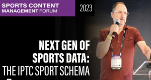 Paul Kelly speaking at the Sports Video Group's Content Management Forum in July 2023
