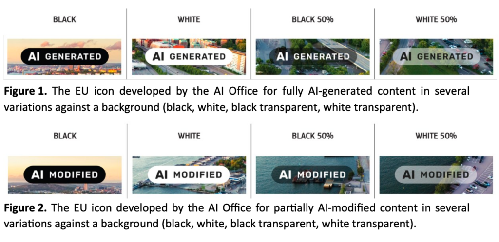 Capture of EU AI icons as presented in the European AI Office's Code of Practice on 10 June 2026.