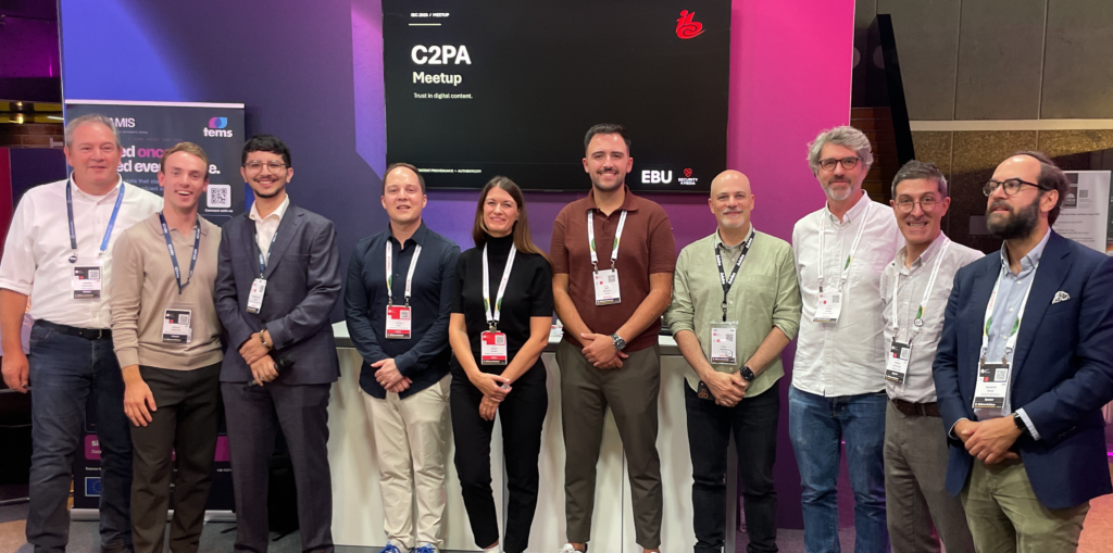 Presenters at the C2PA Meetup at the EBU stand, IBC 2026, Amsterdam.