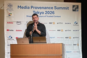 Dmytro Khilchenko, CTO of Suspilne, Ukraine's public broadcaster, presents at the Media Provenance Summit Tokyo 2026.